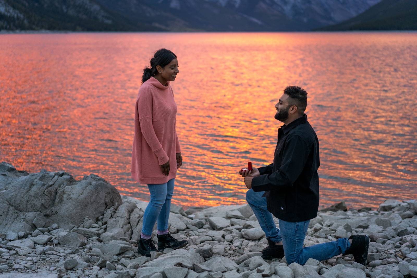 proposal at lake minnewanka