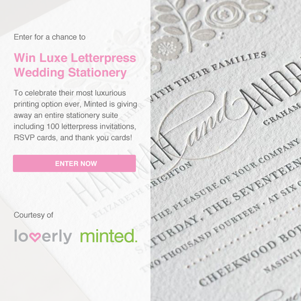 Minted and Loverly's Letterpress Wedding Invitation Giveaway