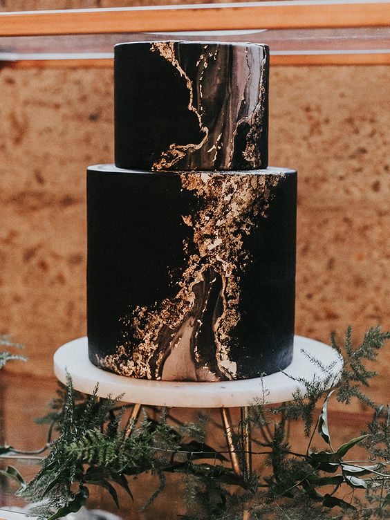 Black and Gold Geo Cake