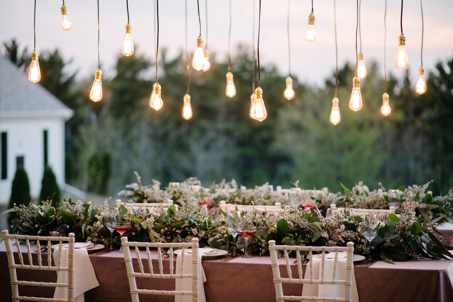 cafe lighting wedding reception table decor