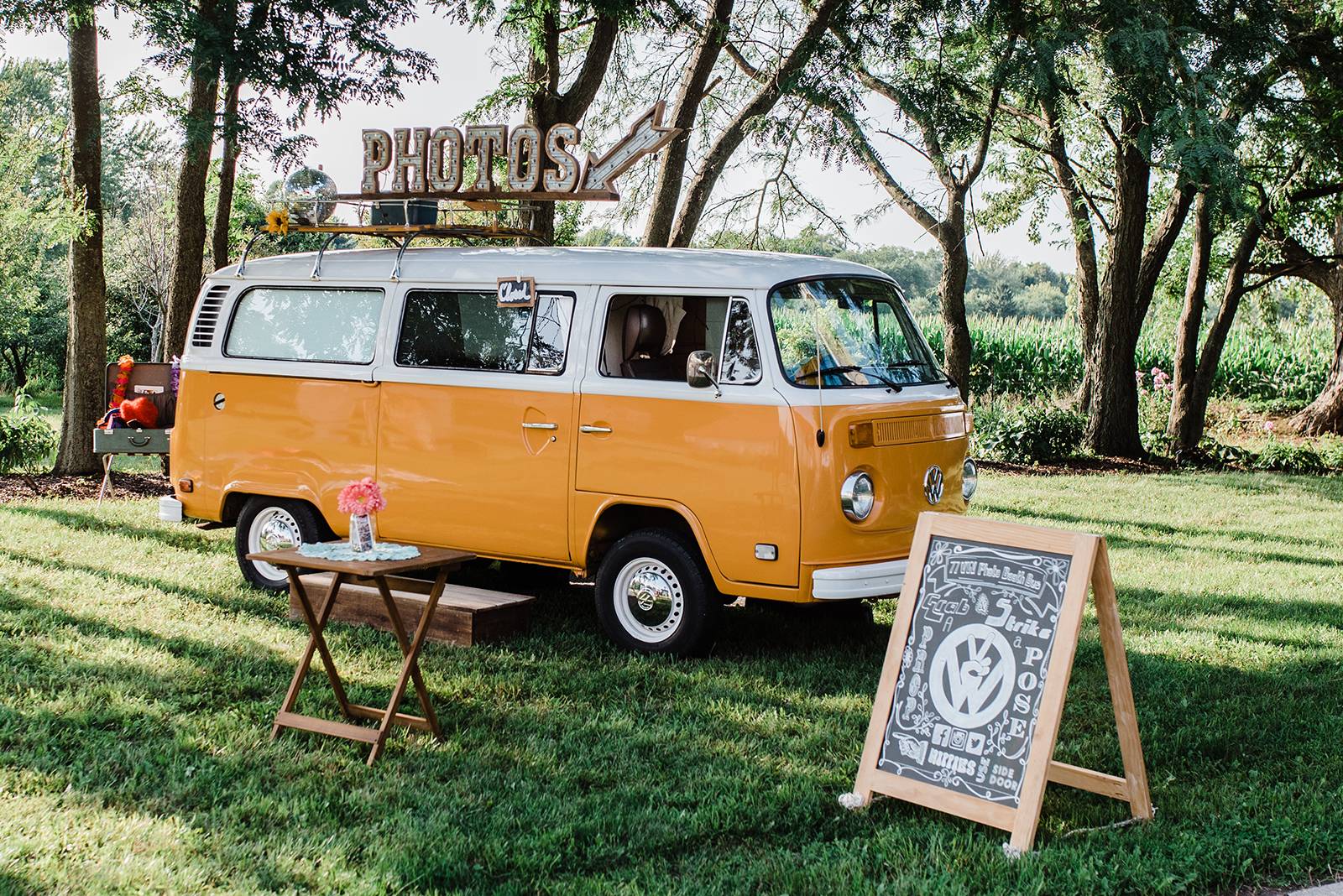 vintage hippie woodstock vw photo booth bus