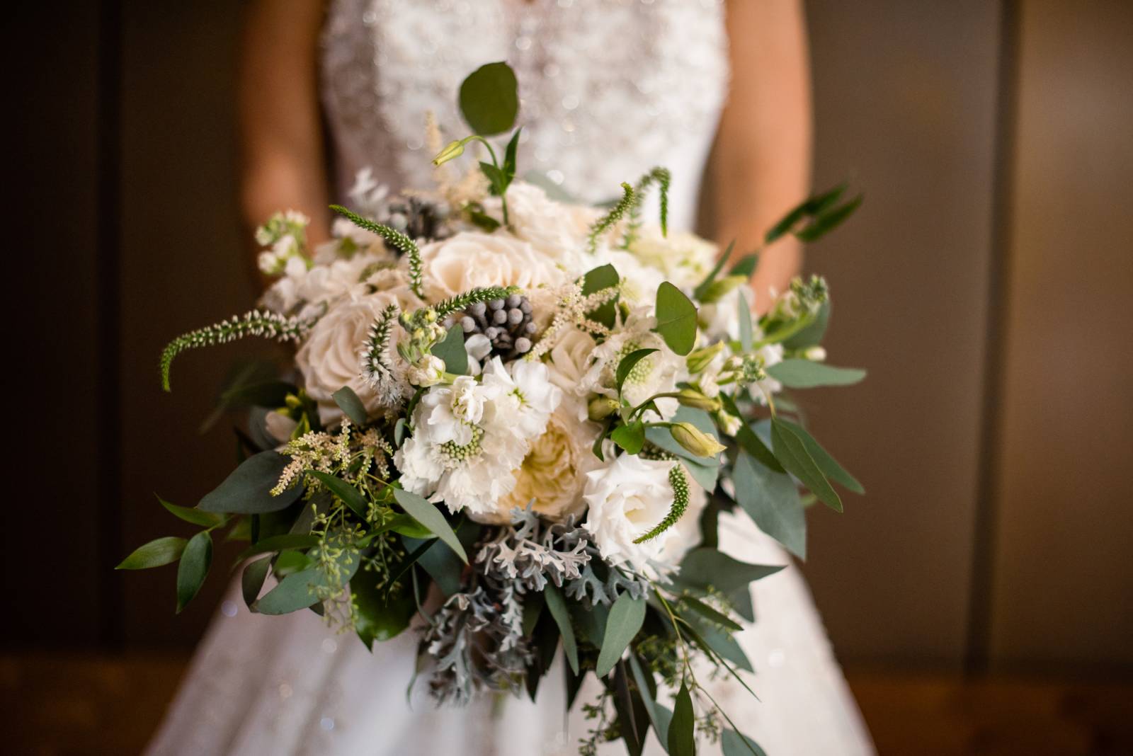 white bridal wedding bouquet