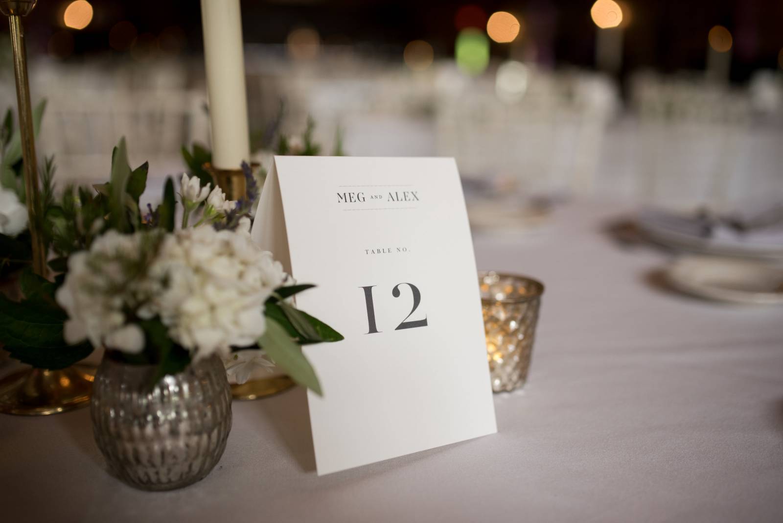 white classic wedding table numbers