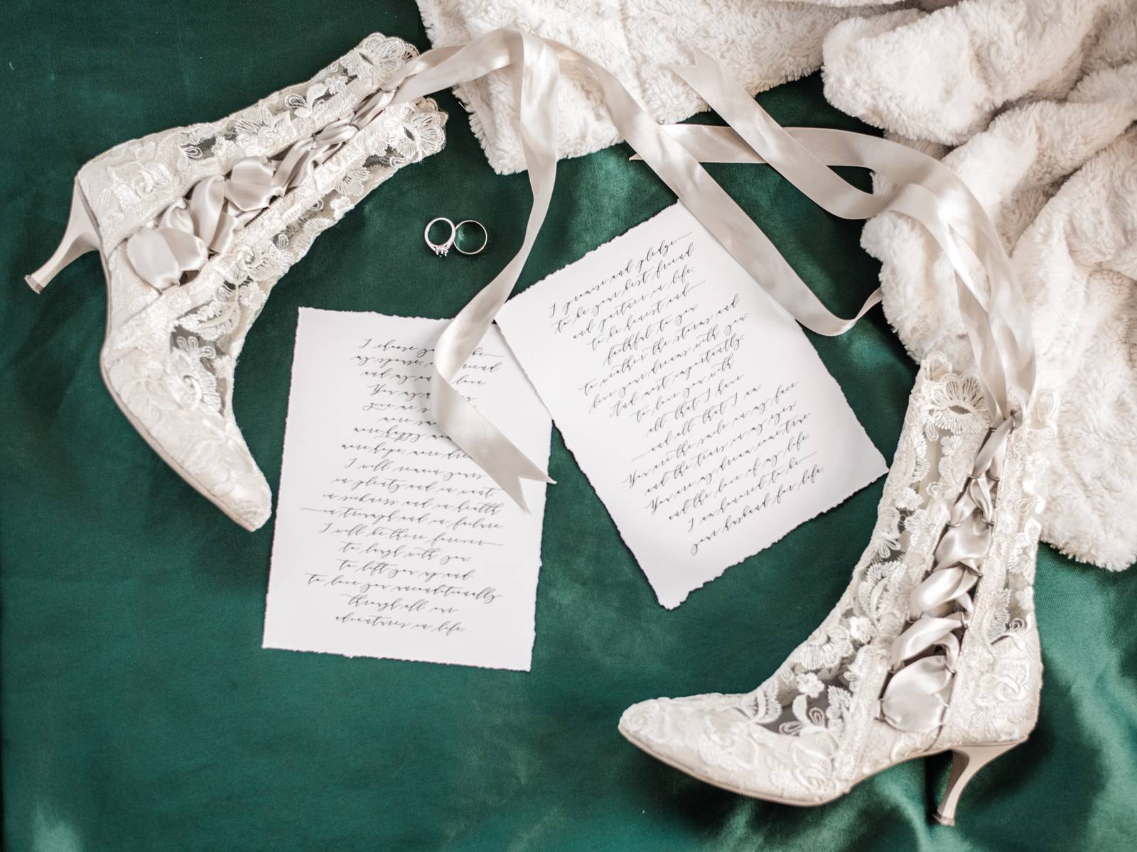 calligraphy vows, lace boots, shoes
