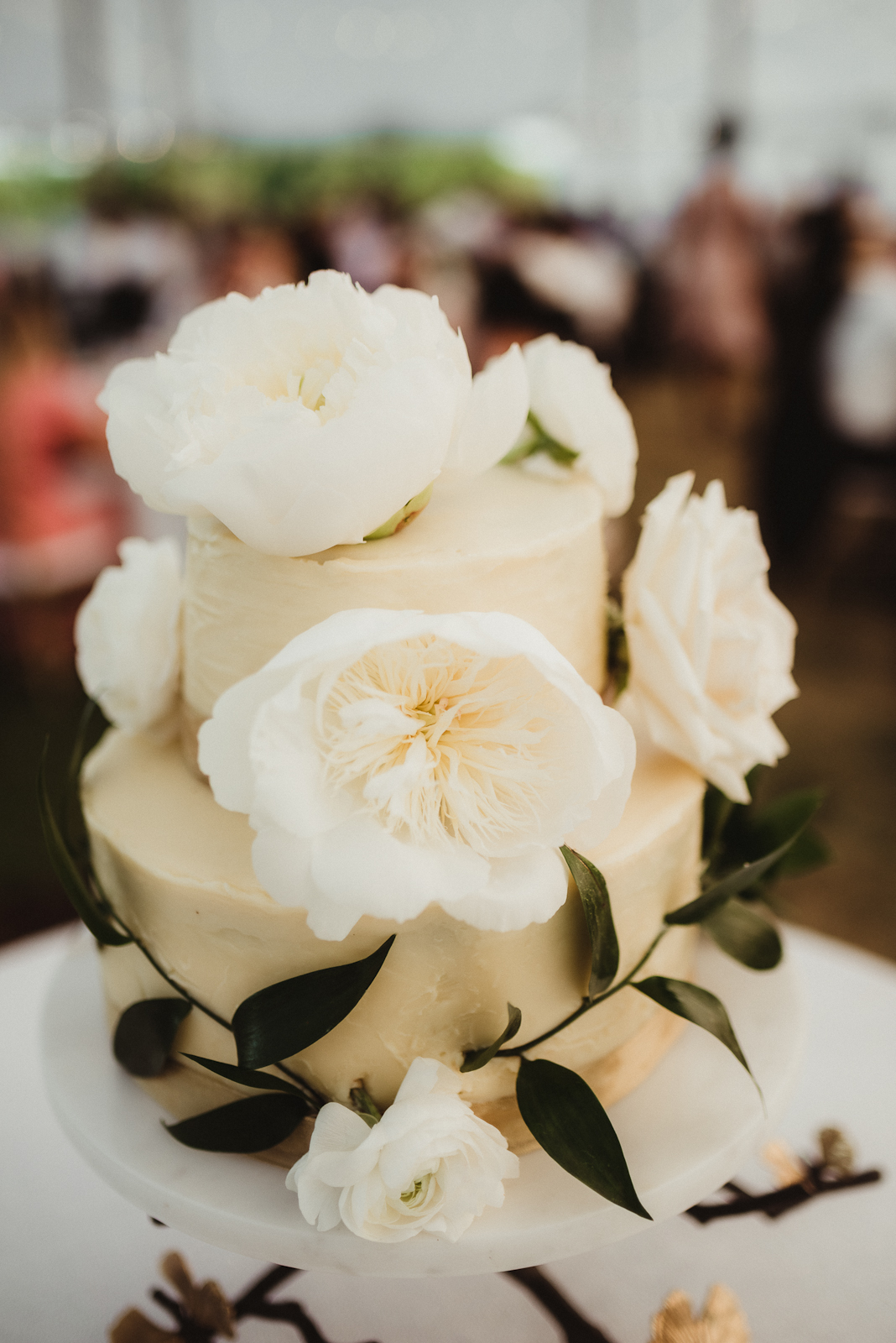 Simple Wedding Cake with White Flowers