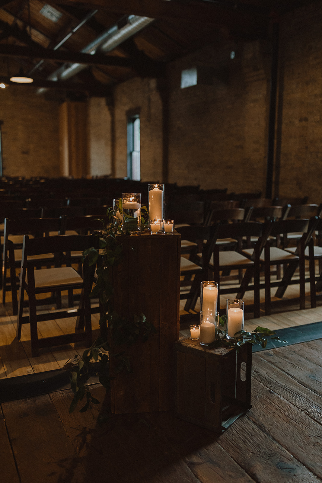 Candles and Greenery Wedding Decor