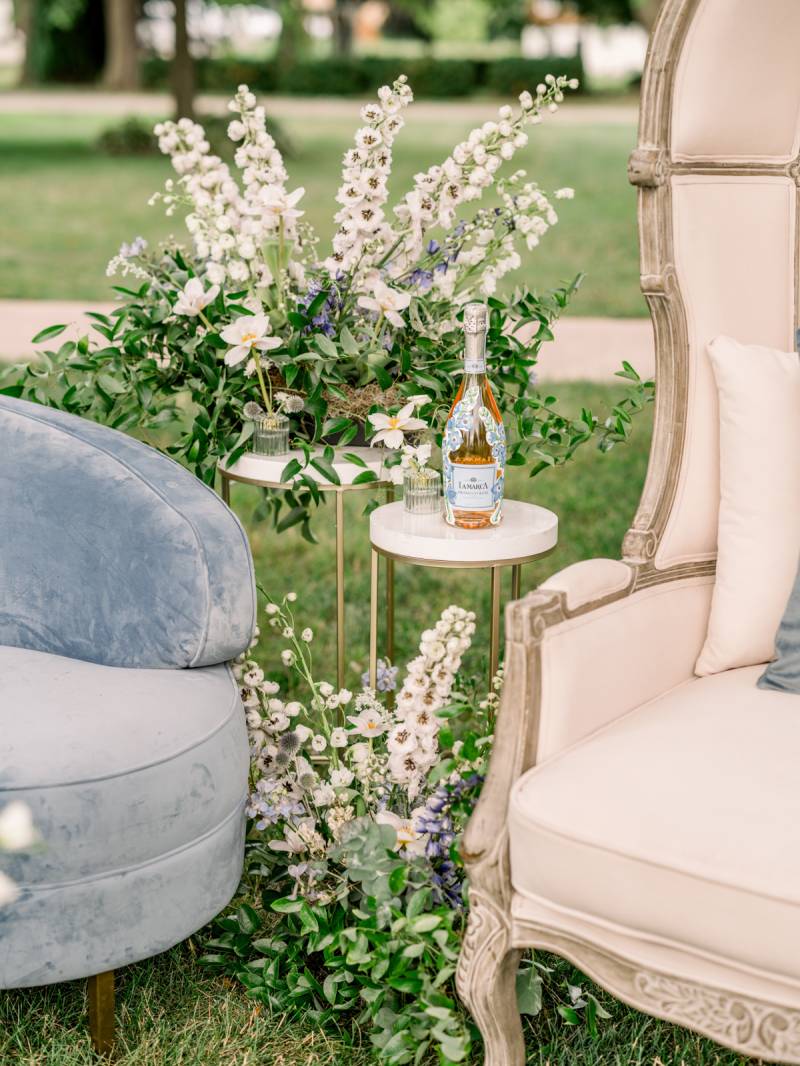A ROMANTIC + ELEGANT GARDEN PARTY WEDDING DESIGN WITH SOFT BLUE HUES AT