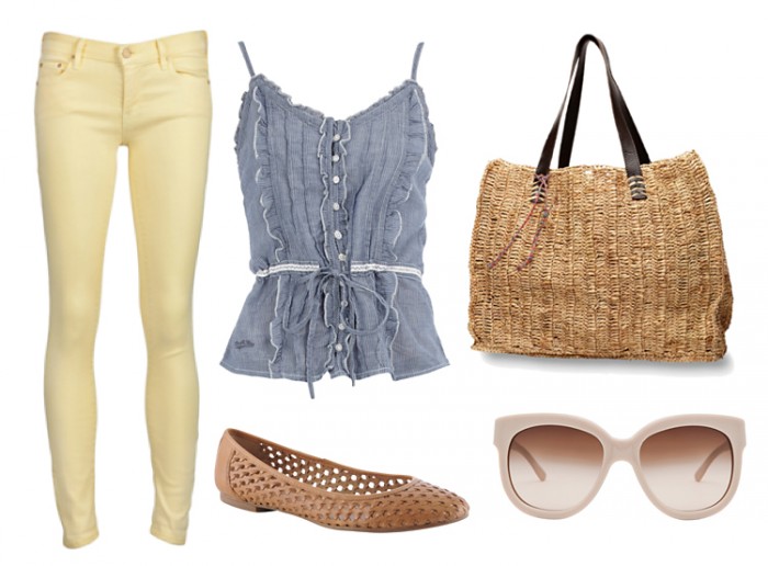 pale yellow skinny jeans