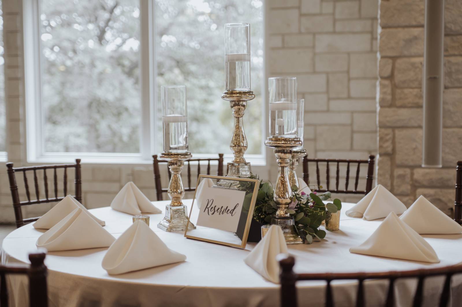 Reserved table at reception
