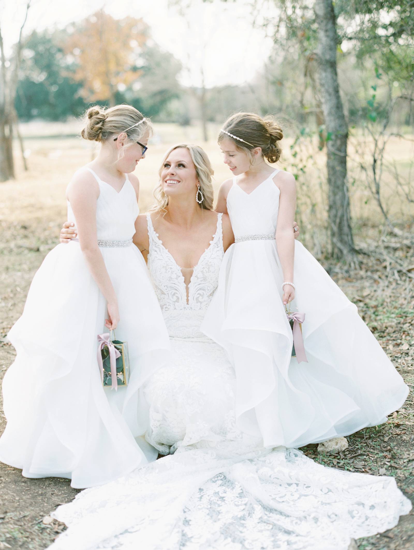 Bride with flower girls