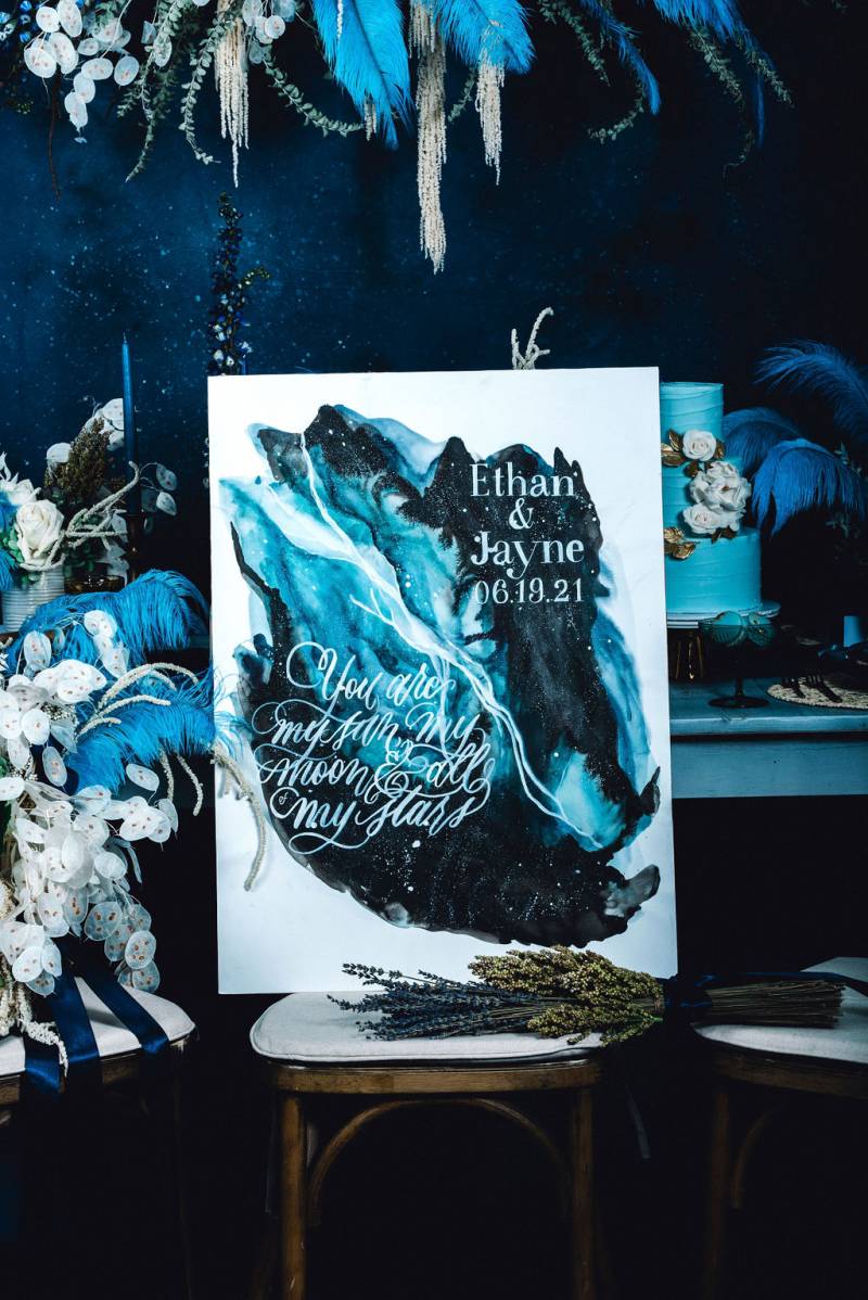 Celestial wedding signage