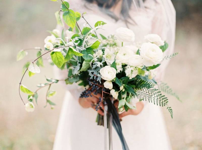 White bouquet with ranunculus
