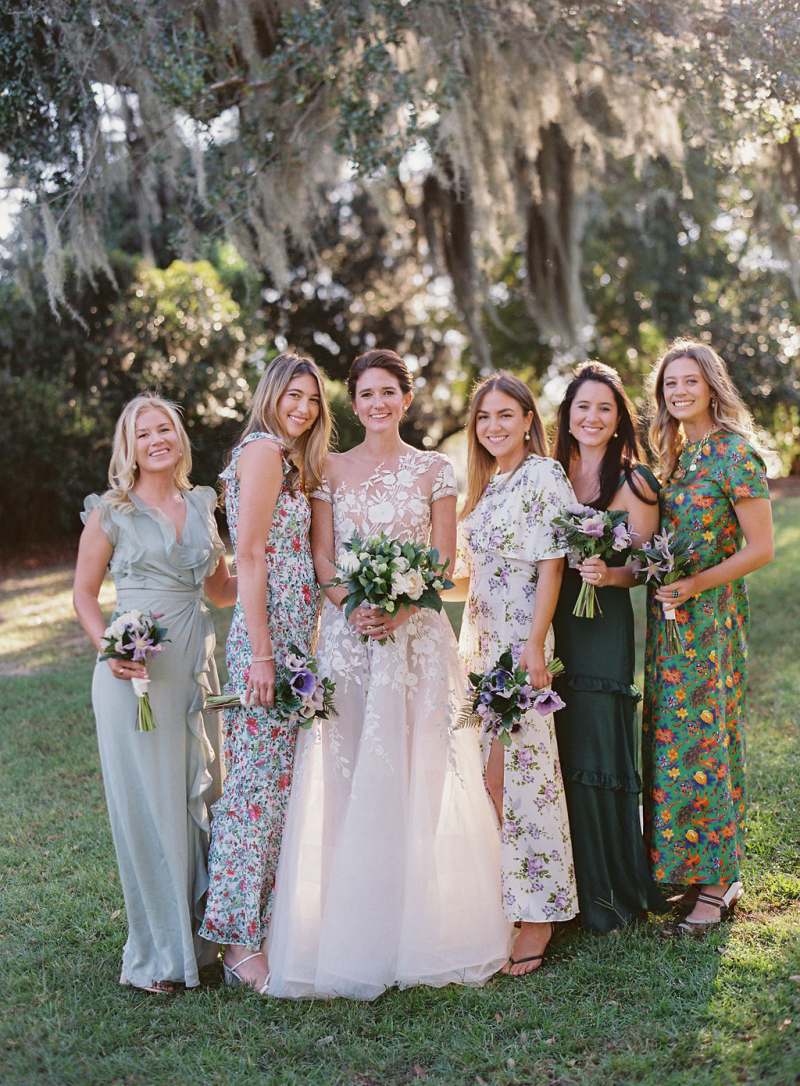 A whimsical southern wedding full of colour and the most fun bridesmaids dresses! Charleston