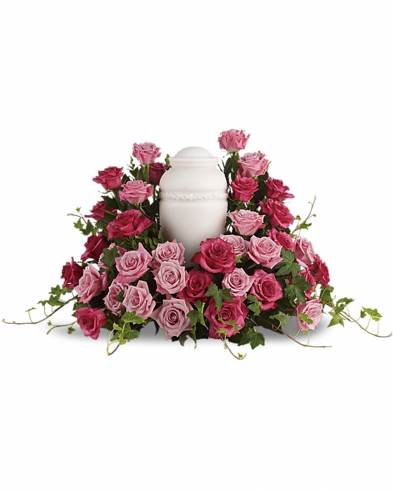 Bed Of Pink Roses Bouquet - Photo &Urn Tributes Flowers by In Full Bloom Winnipeg