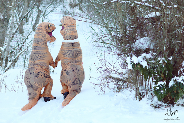 T-Rex Engagement by Greg Basil & Maria Adams Photography on Apple Brides