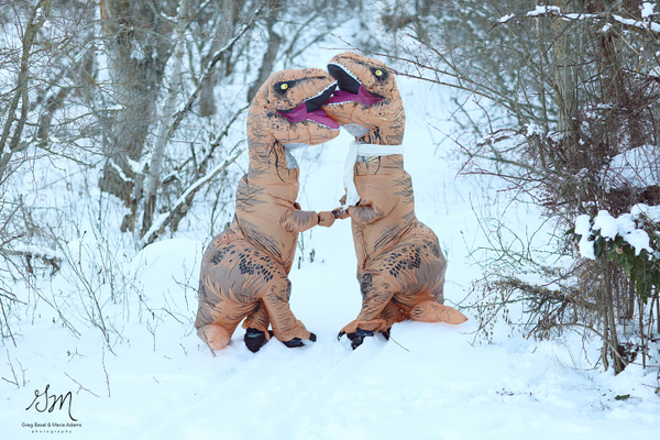 T-Rex Engagement by Greg Basil & Maria Adams Photography on Apple Brides
