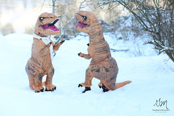 T-Rex Engagement by Greg Basil & Maria Adams Photography on Apple Brides