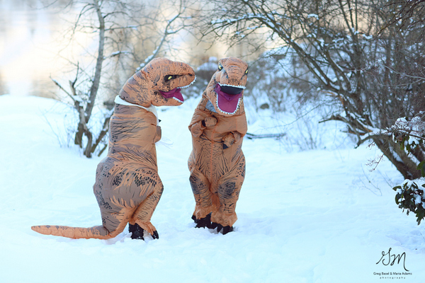 T-Rex Engagement by Greg Basil & Maria Adams Photography on Apple Brides