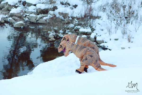 T-Rex Engagement by Greg Basil & Maria Adams Photography on Apple Brides