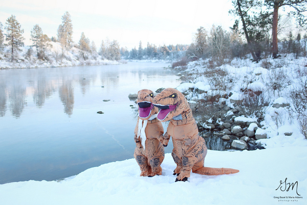 T-Rex Engagement by Greg Basil & Maria Adams Photography on Apple Brides