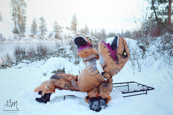 T-Rex Engagement by Greg Basil & Maria Adams Photography on Apple Brides