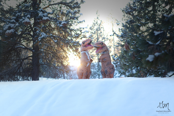 T-Rex Engagement by Greg Basil & Maria Adams Photography on Apple Brides