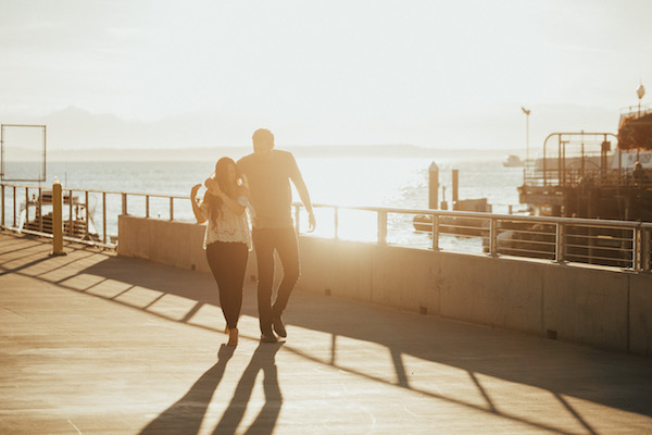 Classic Downtown Seattle Sunset Engagement