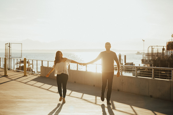 Classic Downtown Seattle Sunset Engagement