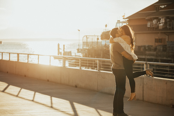 Classic Downtown Seattle Sunset Engagement