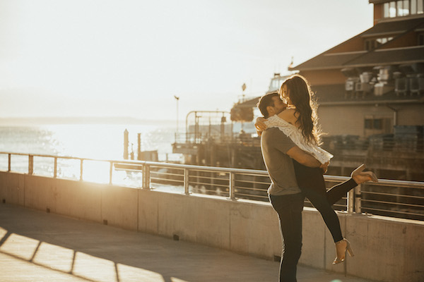 Classic Downtown Seattle Sunset Engagement