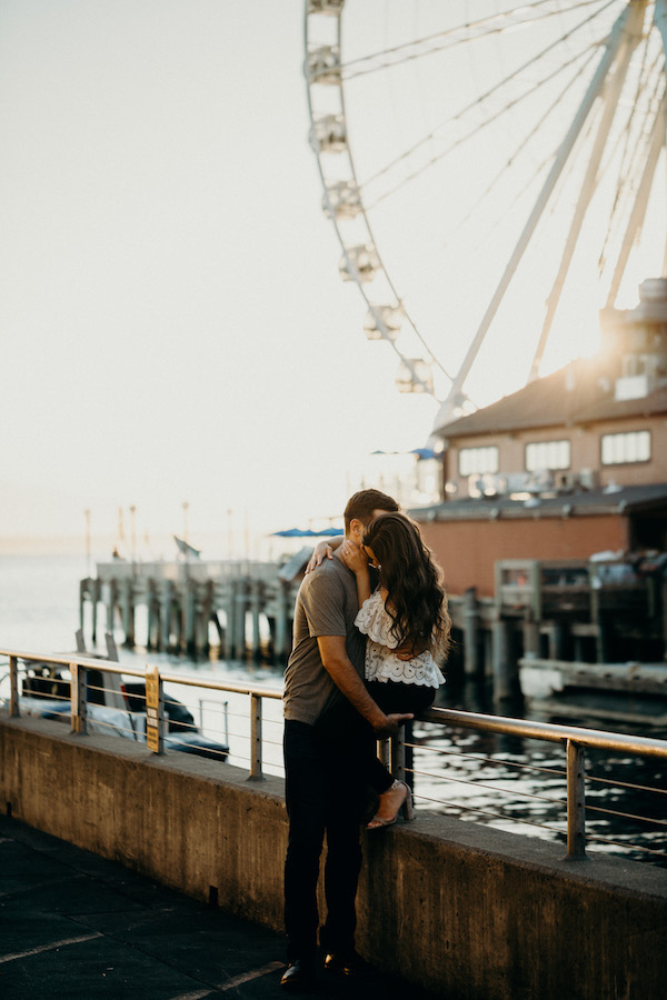Classic Downtown Seattle Sunset Engagement
