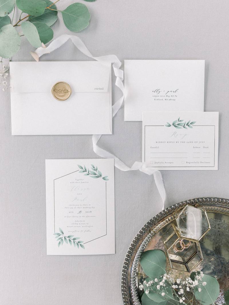 White & Green Stationery