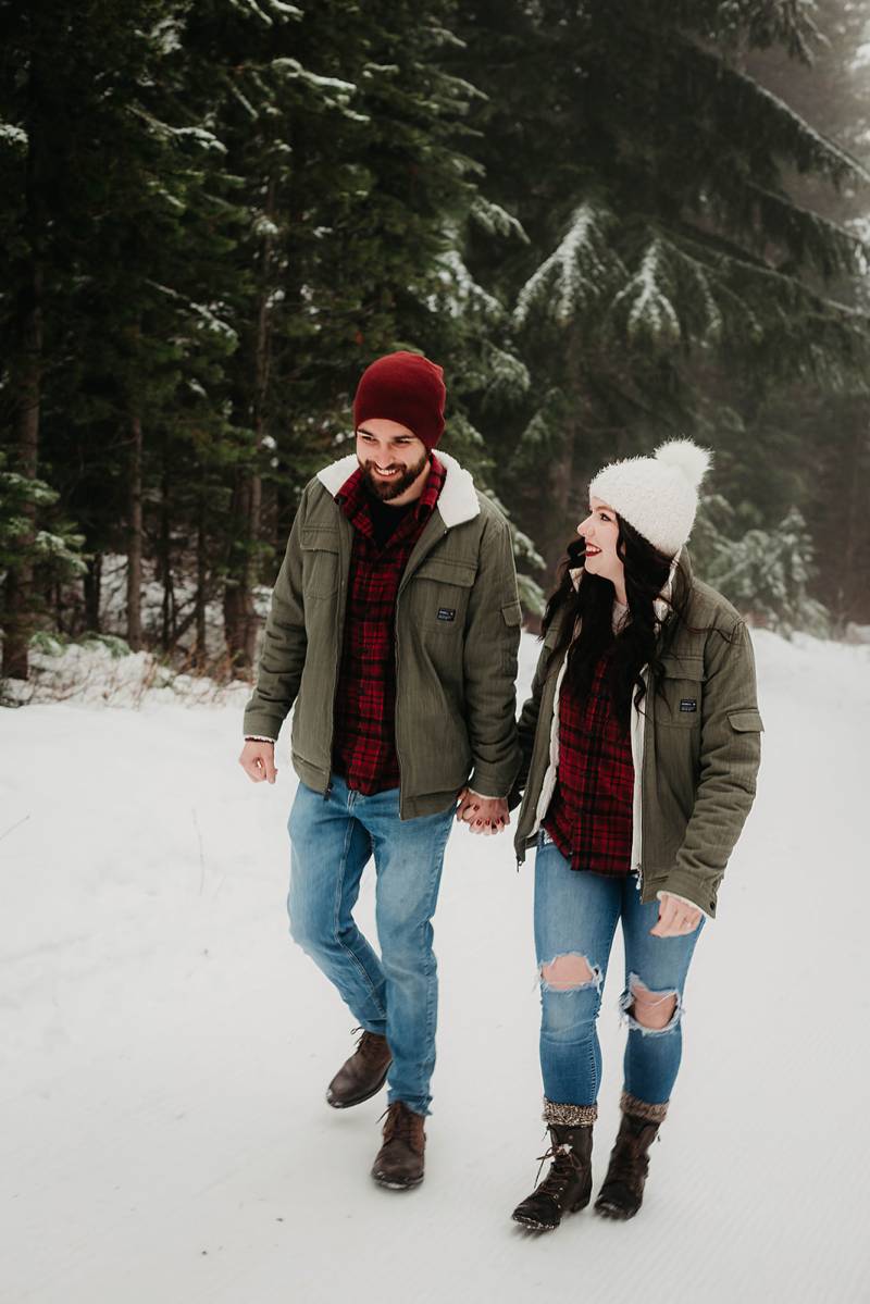 Snowy Adventure Winter Engagement on Apple Brides