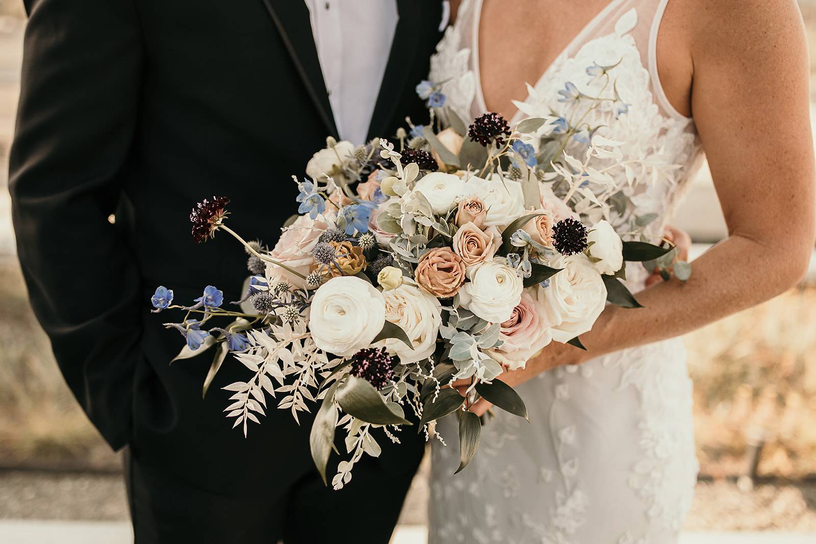 bouquet, dress, tux, bride, groom