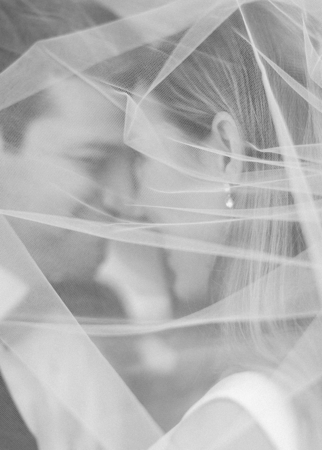 bride, groom, veil, black and white
