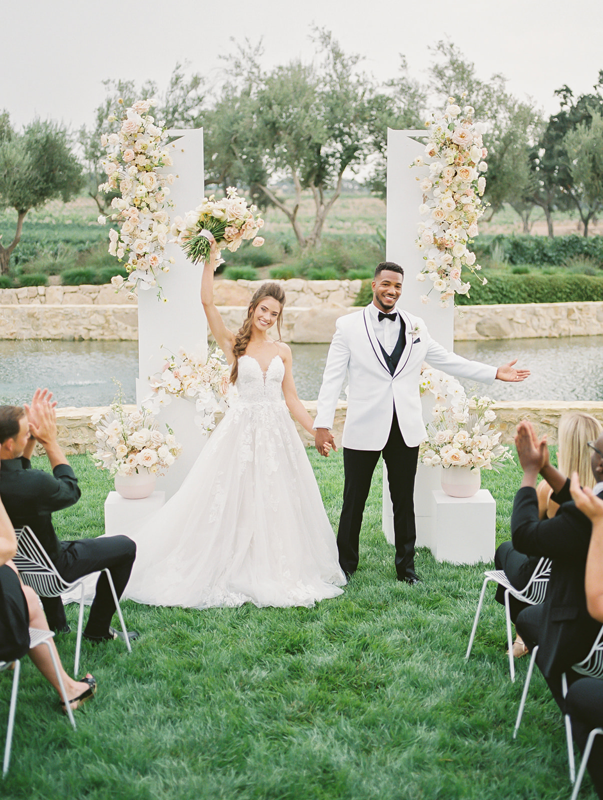 ceremony, alter, aisle, flowers, bouquet, dress, gown, bride, groom, celebration