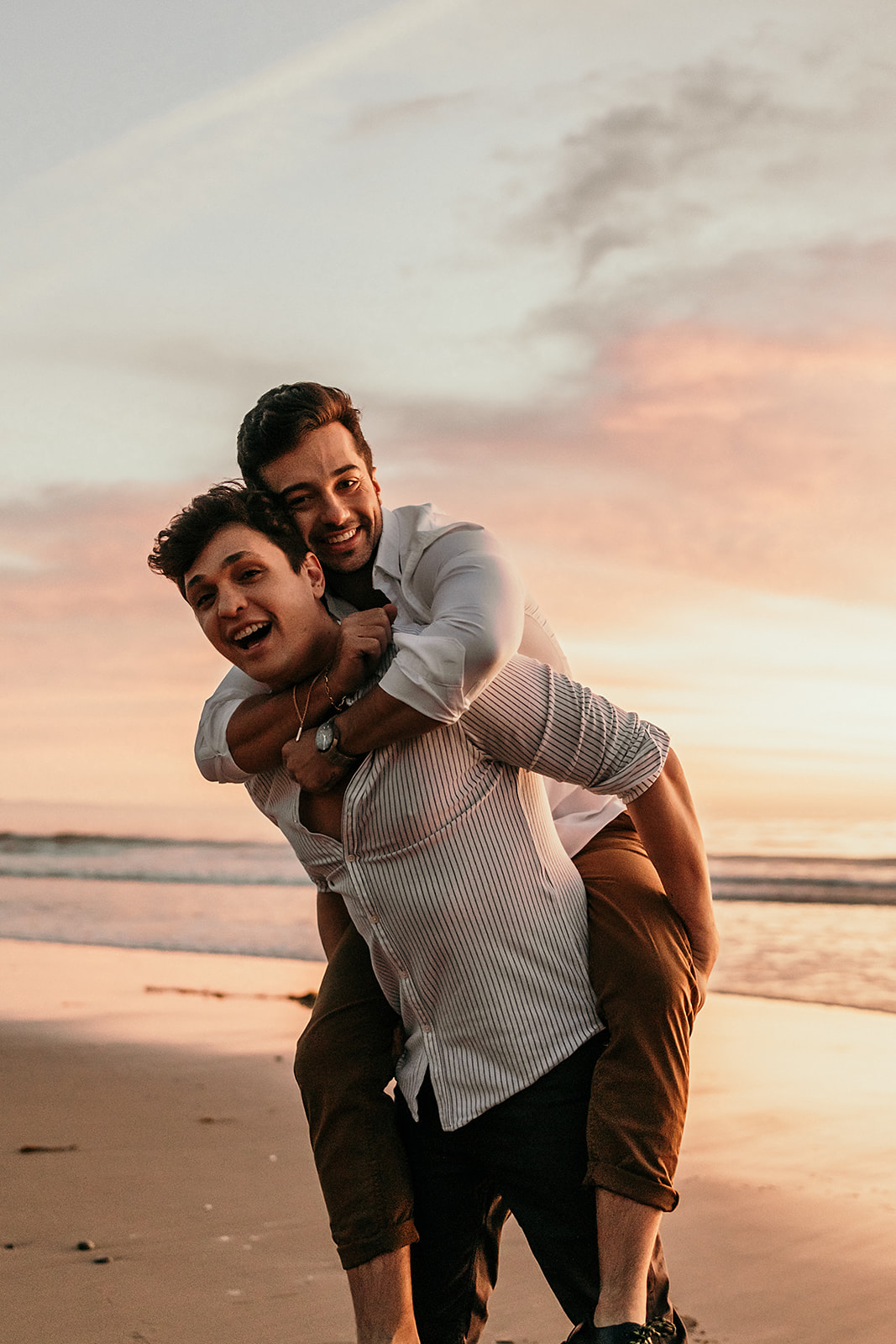 groom, couple, hat, sunset