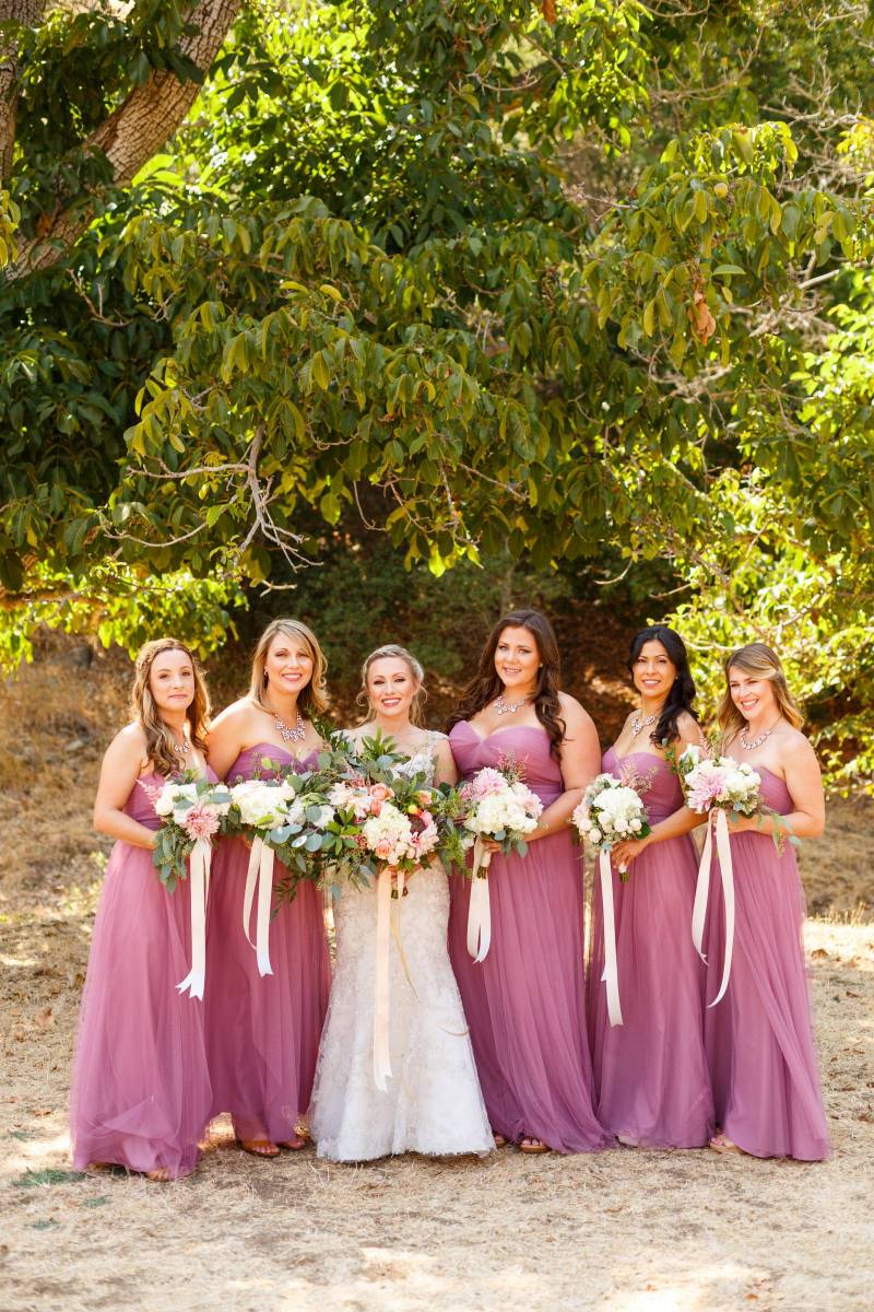 bride with bridesmaids