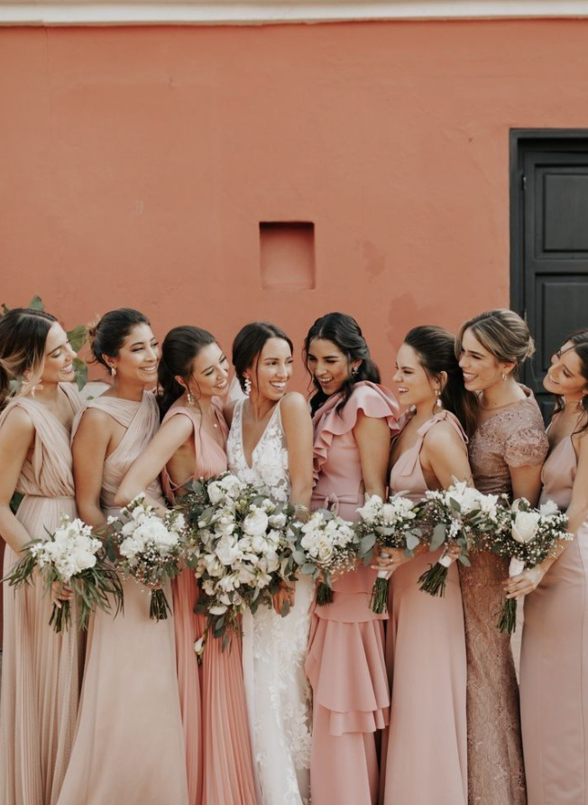 peach fuzz bridesmaid dress Plus size Peach Ruched Chiffon Wrap Sexy Slit Mermaid Bridesmaid Dress main image 0