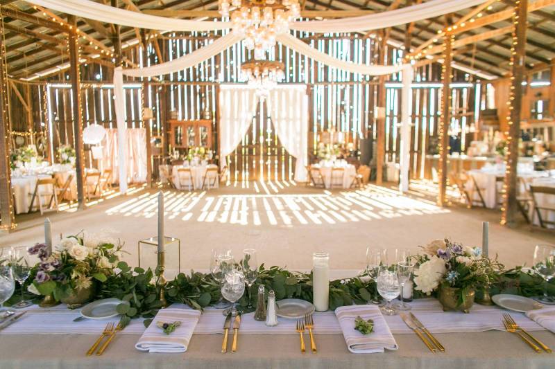 tables in barn