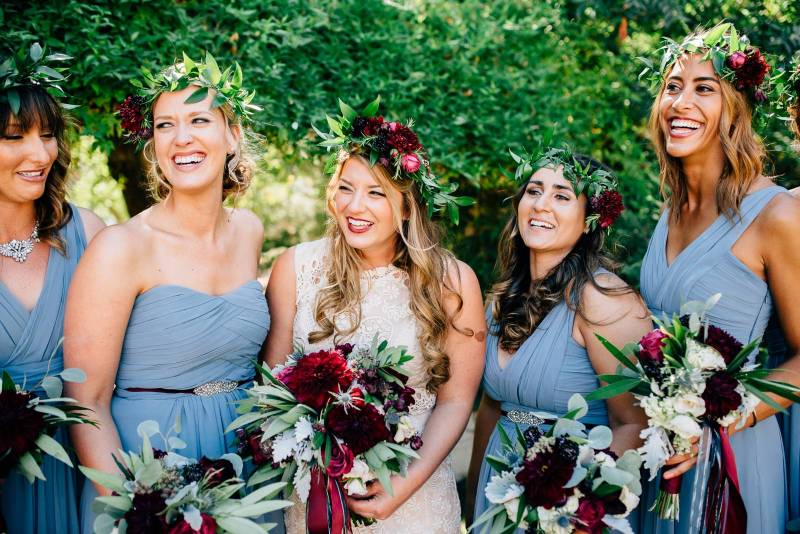bride with bridesmaids
