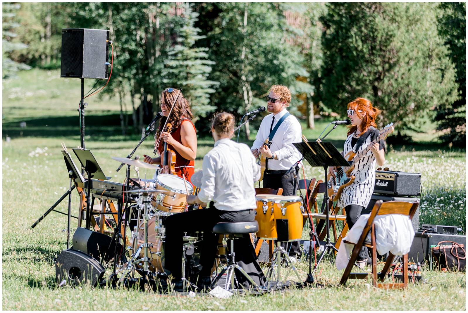 band playing at wedding at Utah ranch
