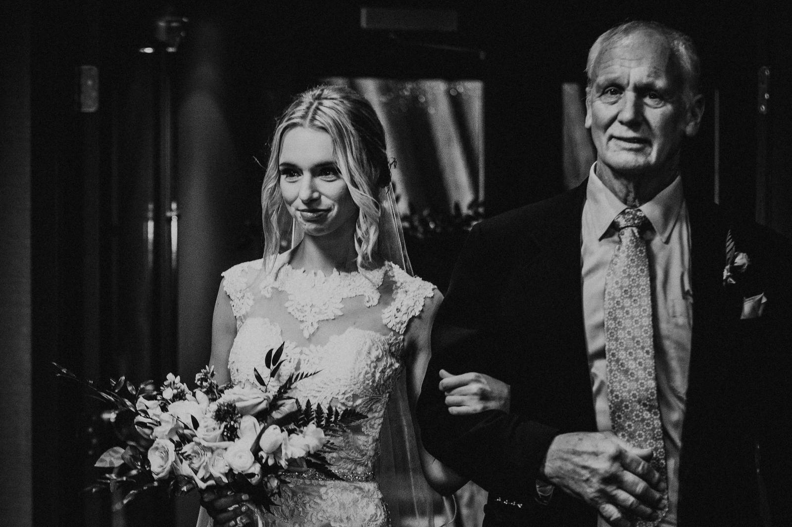 father walking bride down the aisle at Grouse Mountain