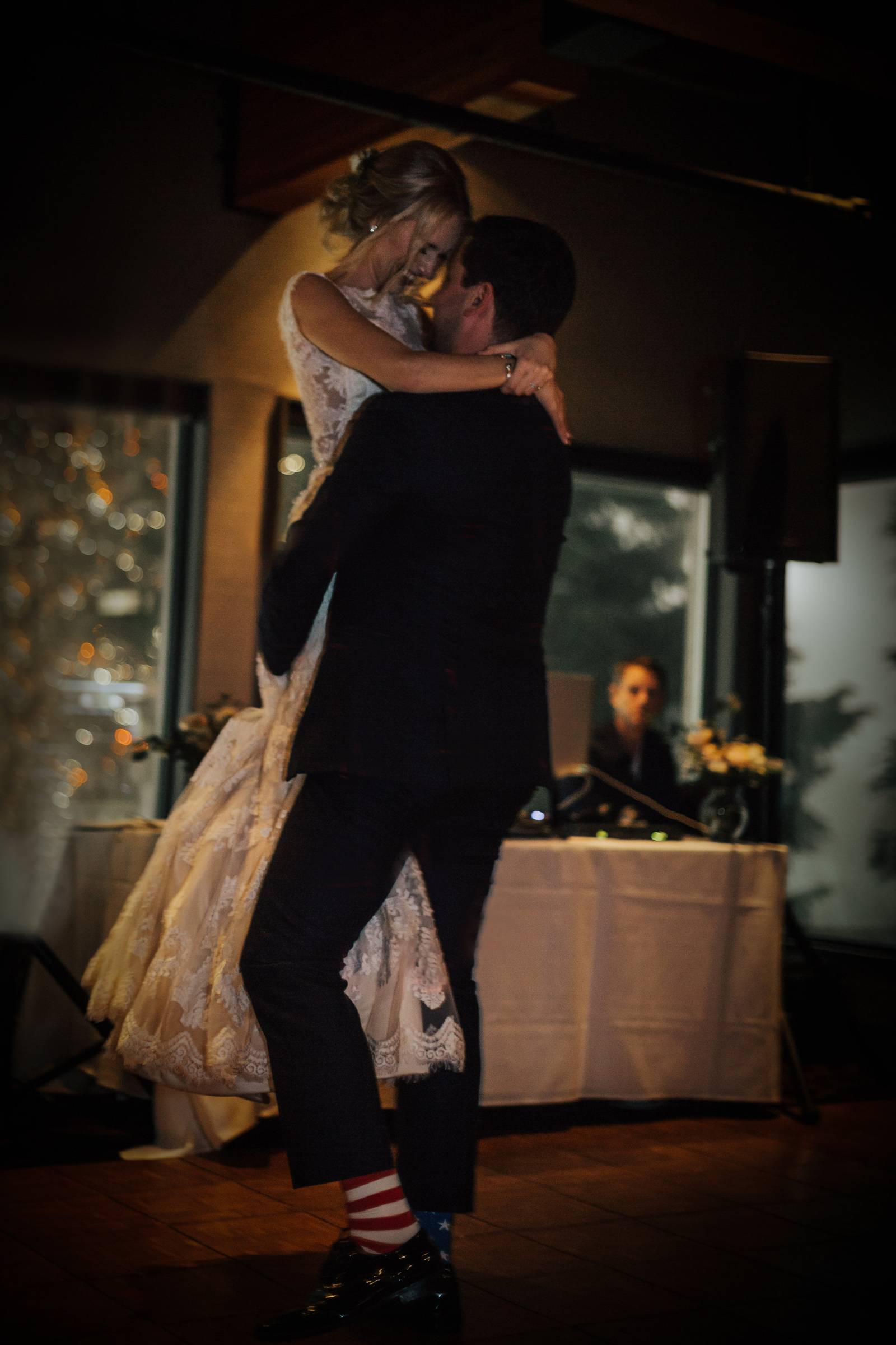 bride and groom sharing first dance at wedding reception at Grouse Mountain
