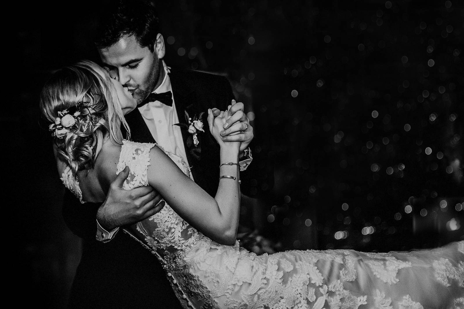 bride and groom sharing first dance at Grouse Mountain