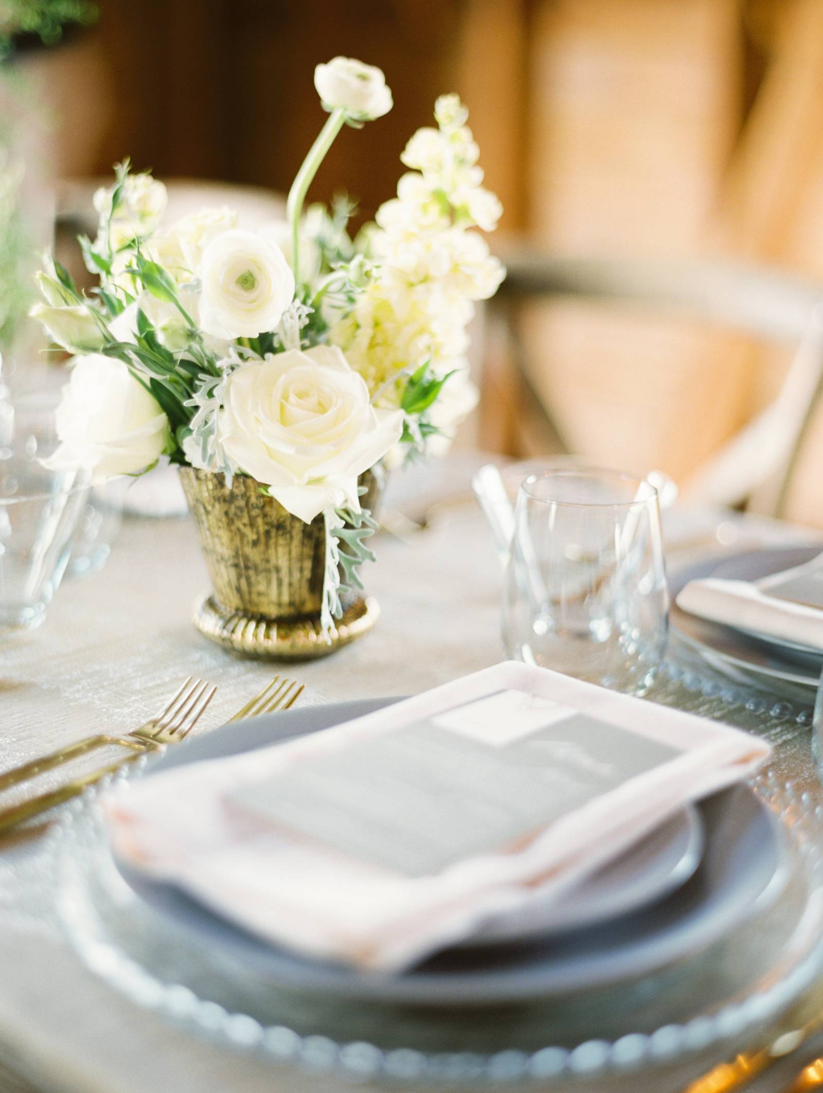 elegant indoor wedding reception place setting inspiration | Big Yellow Barn | Montana wedding venue