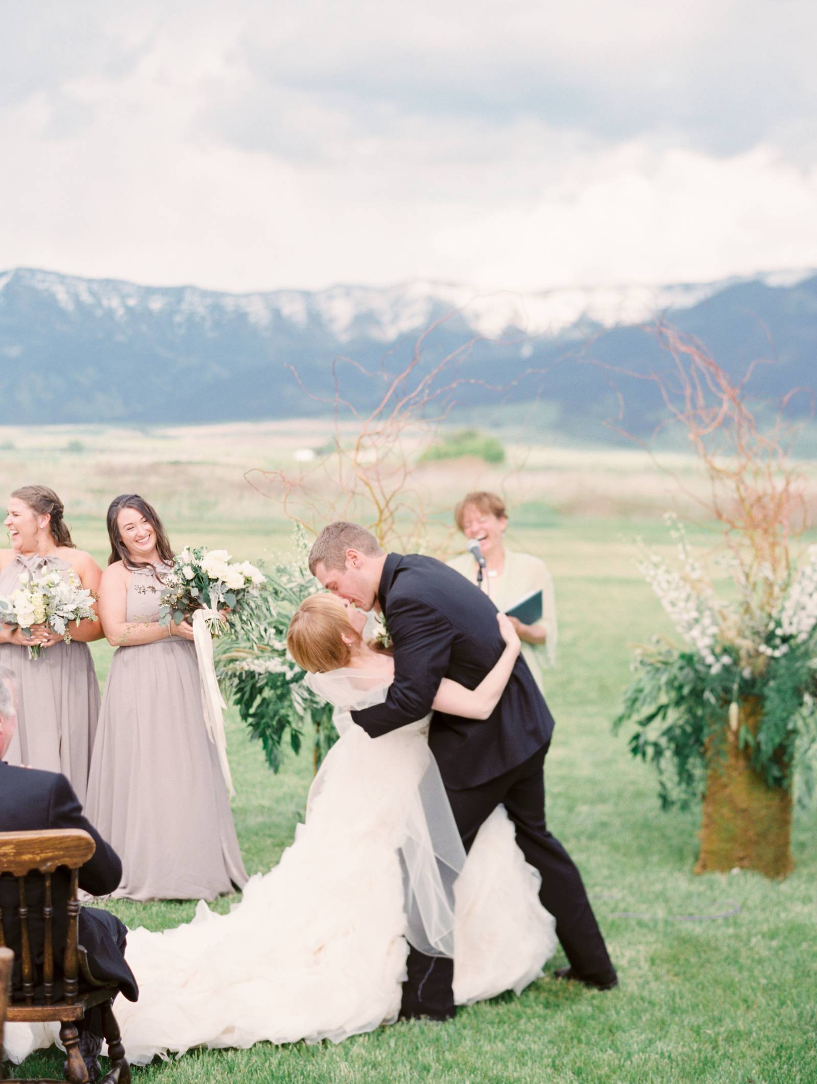 Montana mountain wedding ceremony | Big Yellow Barn wedding venue