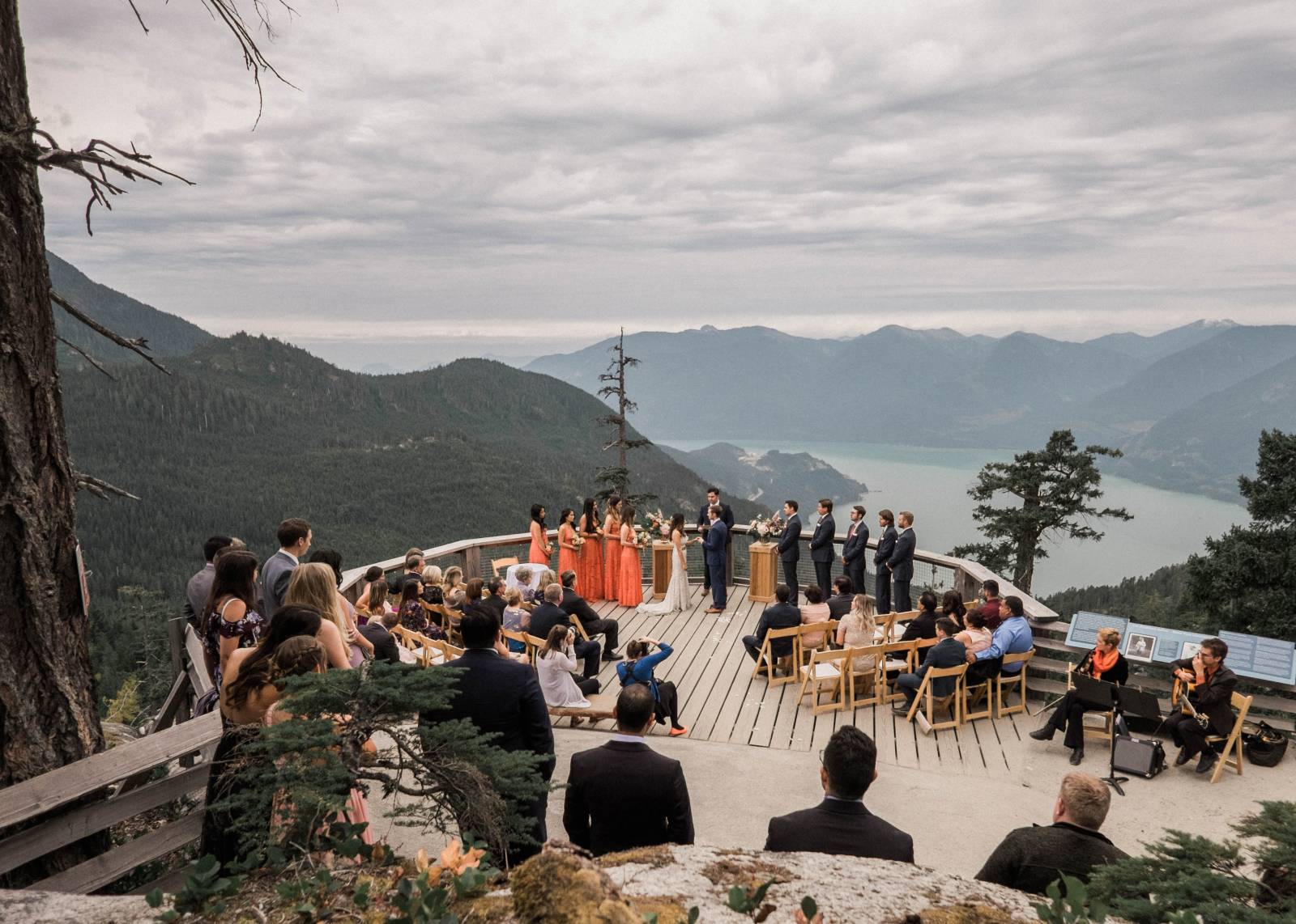 epic mountain top wedding ceremony at British Columbia ski resort