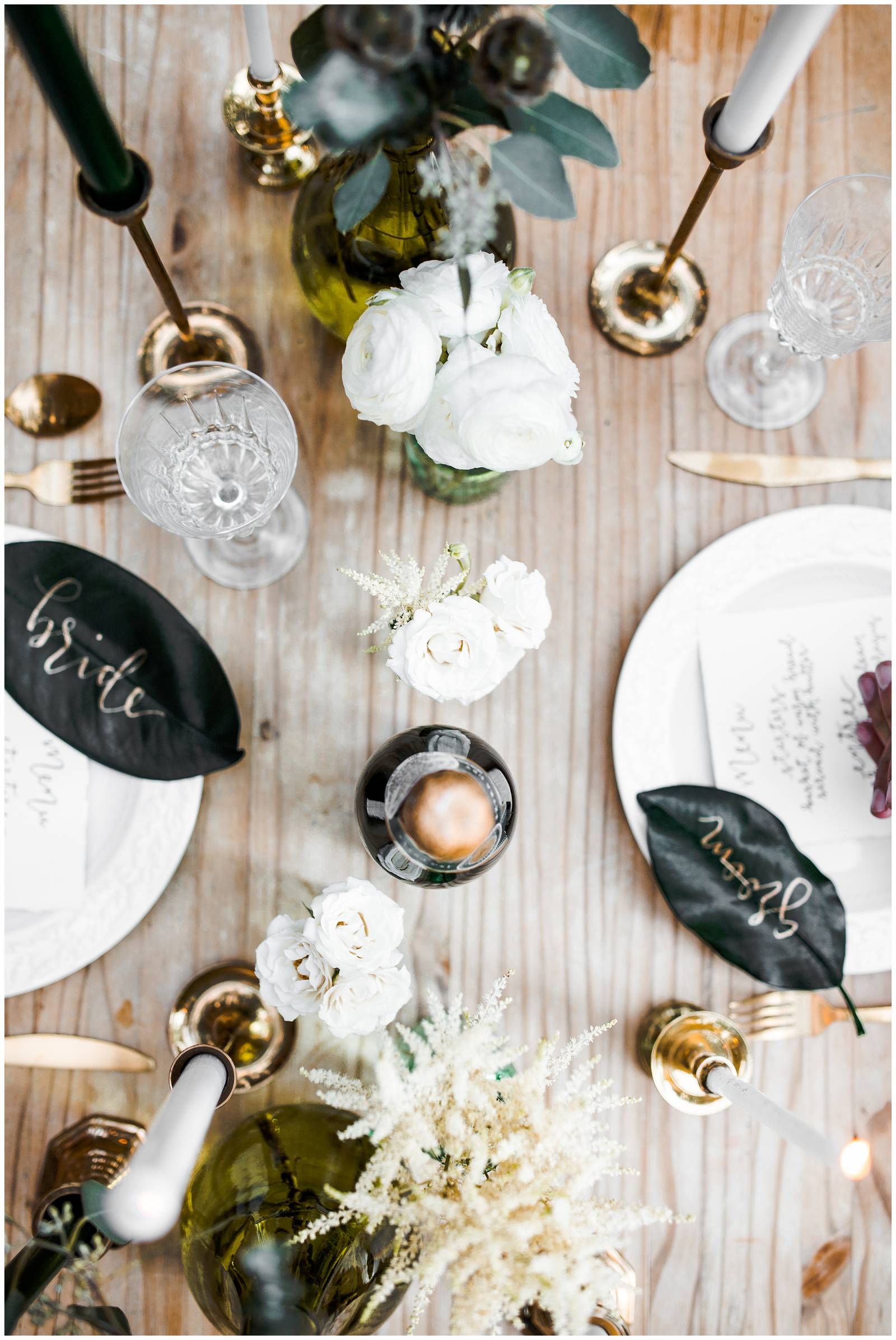 whimsical gold and green wedding reception decor inspiration