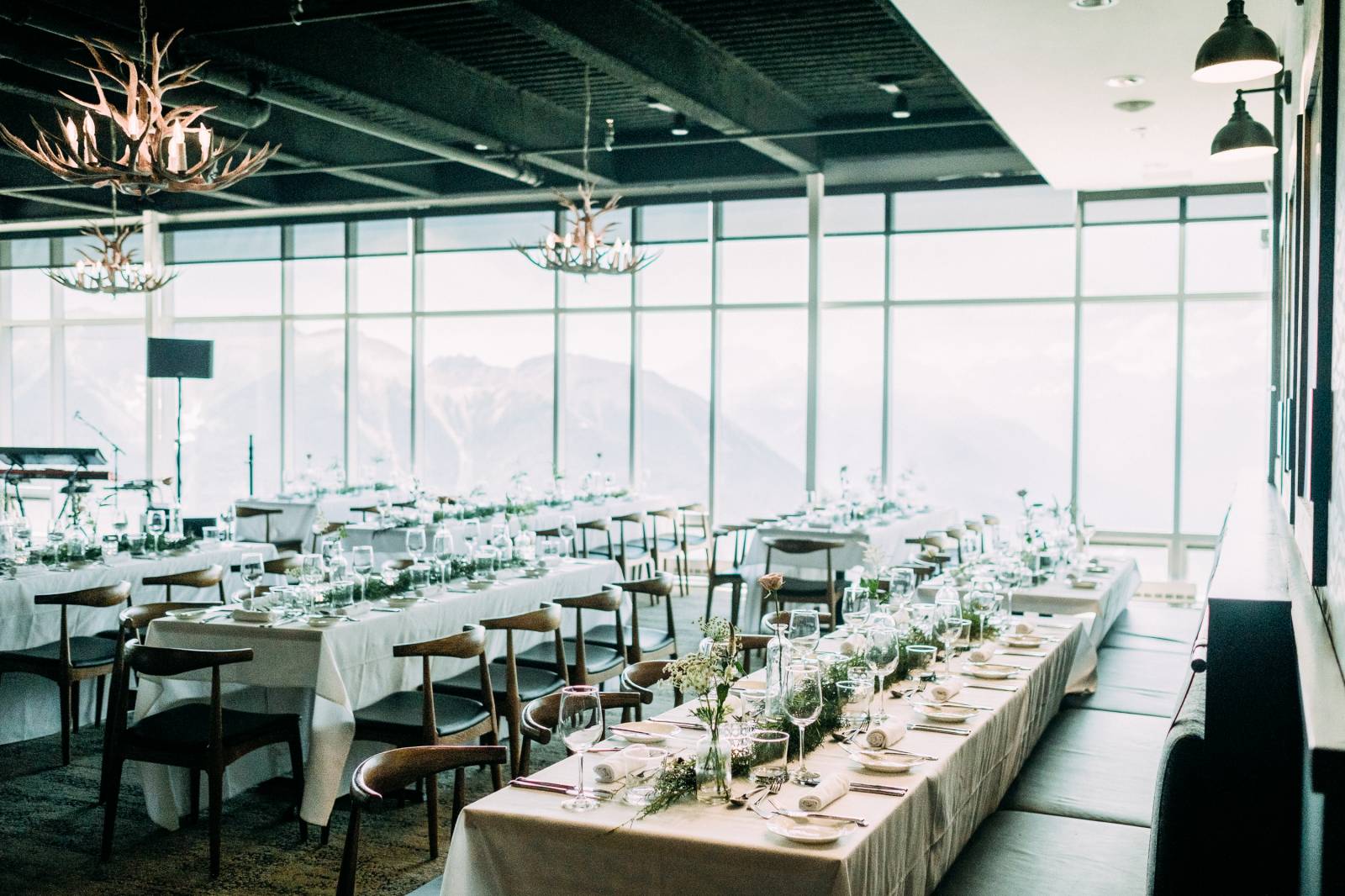 elegant wedding ceremony at a mountain top bistro in Banff